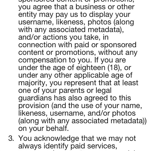 New Instagram Policy Excerpt