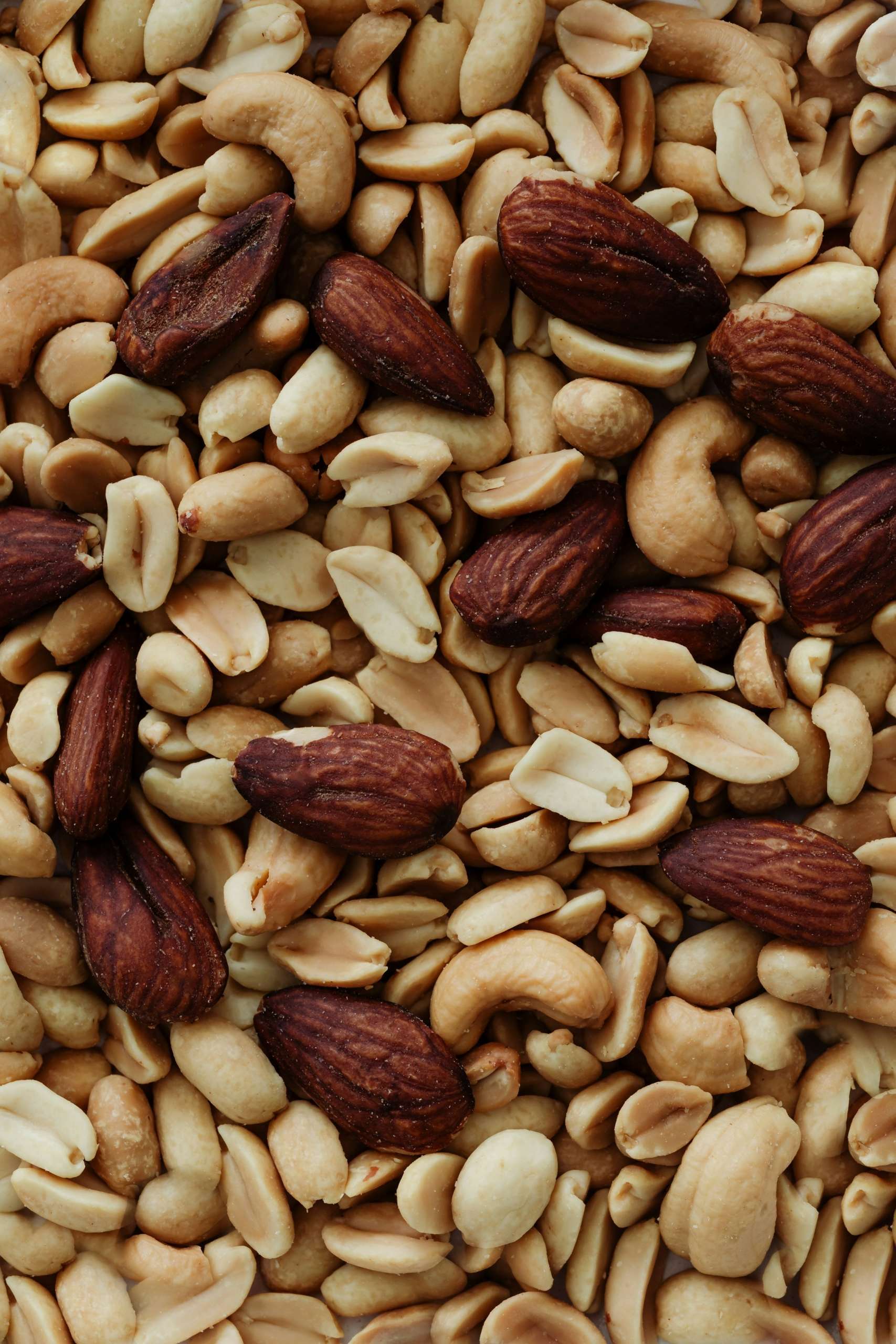A mixture of nuts and almonds in a bowl